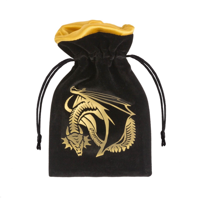 Q-workshop: Dragon Black & Golden Velour Dice Bag