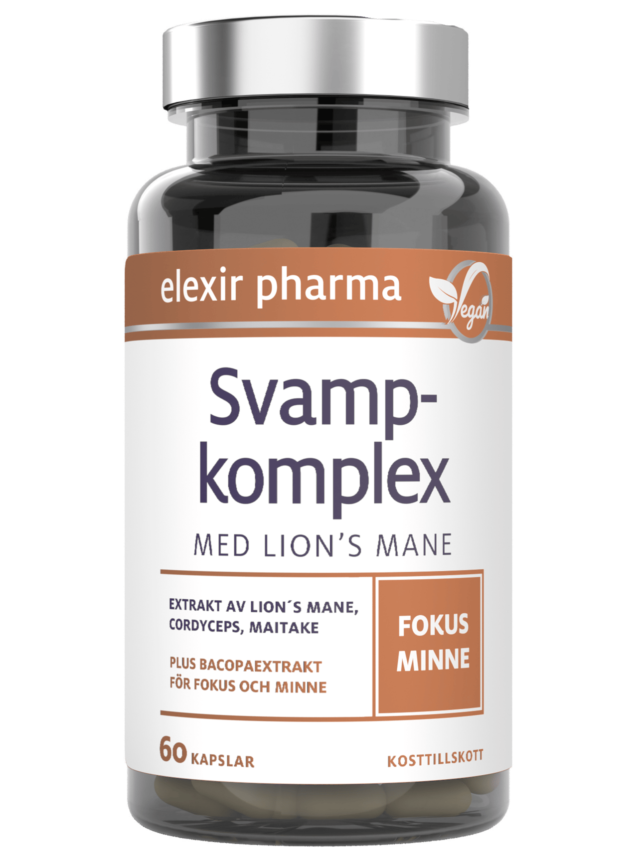 Elexir Pharma Svampkomplex med Lion´s Mane 60 kapslar
