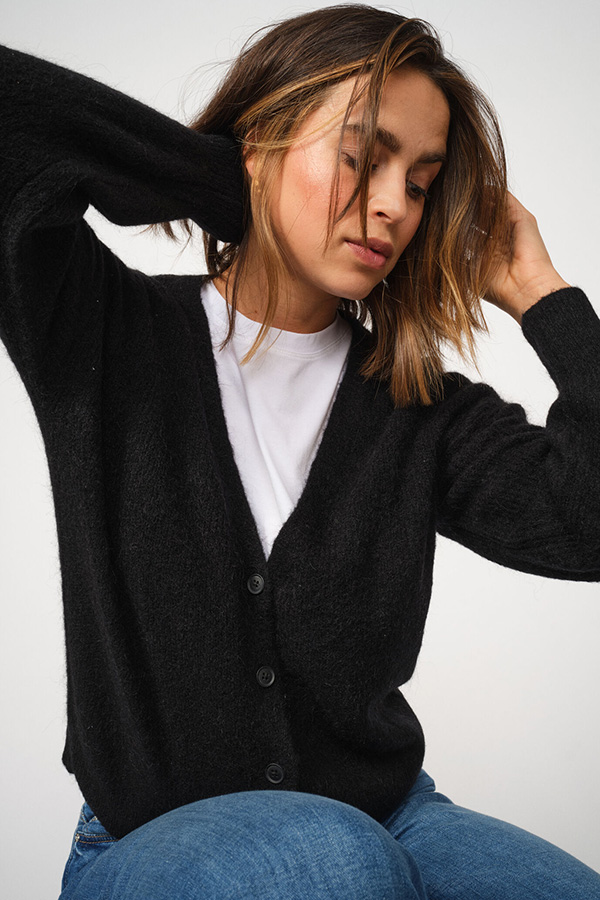 Mos Mosh - MMThora V-neck Knit  Cardigan  Black