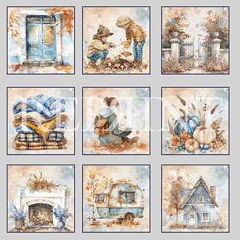Reprint - Printed  papper 12x12 - Fall - Tags