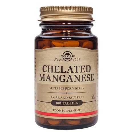  Chelated Manganese, 100 tabl  Solgar