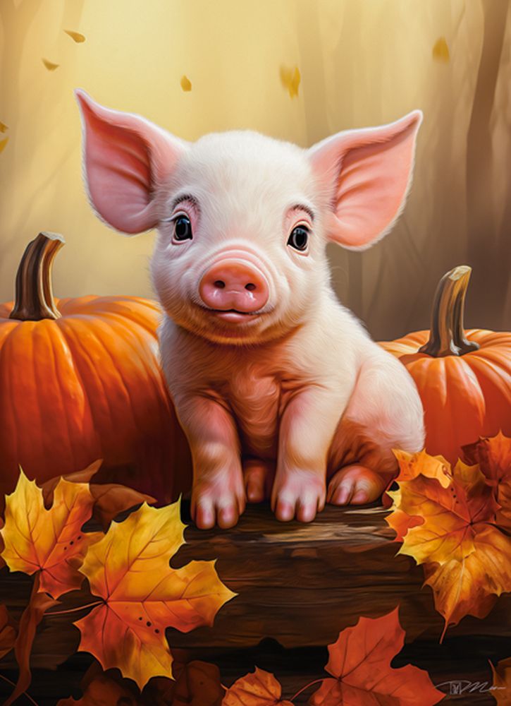 Cute Fall Piglet, puslespil med 300 brikker (B-030569)