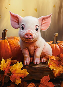 Cute Fall Piglet, puslespil med 300 brikker (B-030569)
