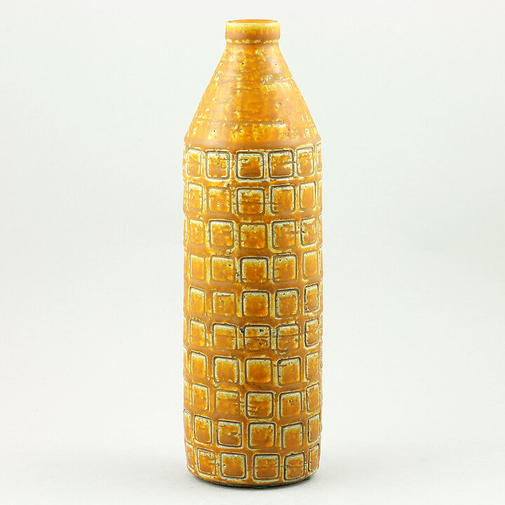 Gunnar Nylund (1959) Brown Vase with Square Relief 25 cm
