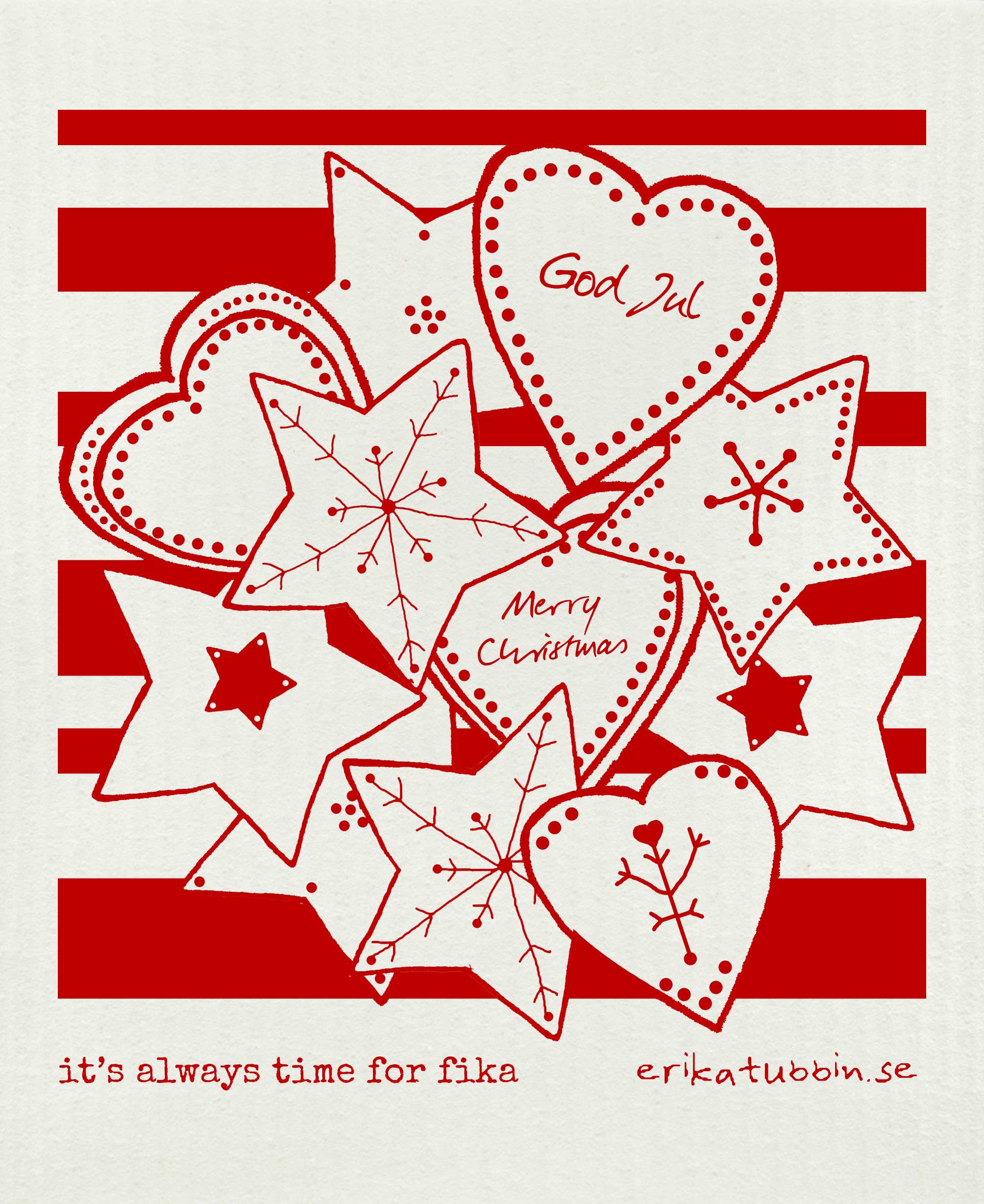 dishcloth FIKA GINGERBREAD red-white - 2