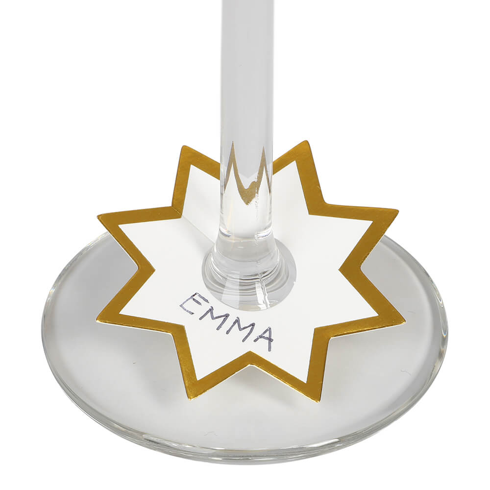 Champagneglas tags - Stjärnor