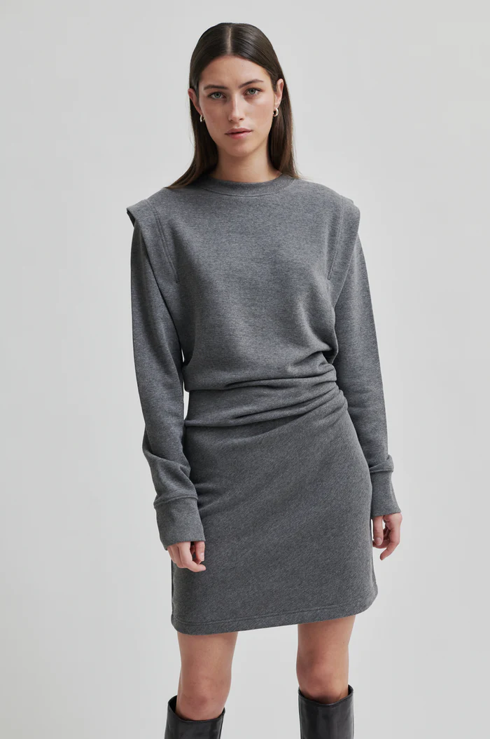 Second Female  Abadell Sweet Dress, Dark Grey Melange - 4