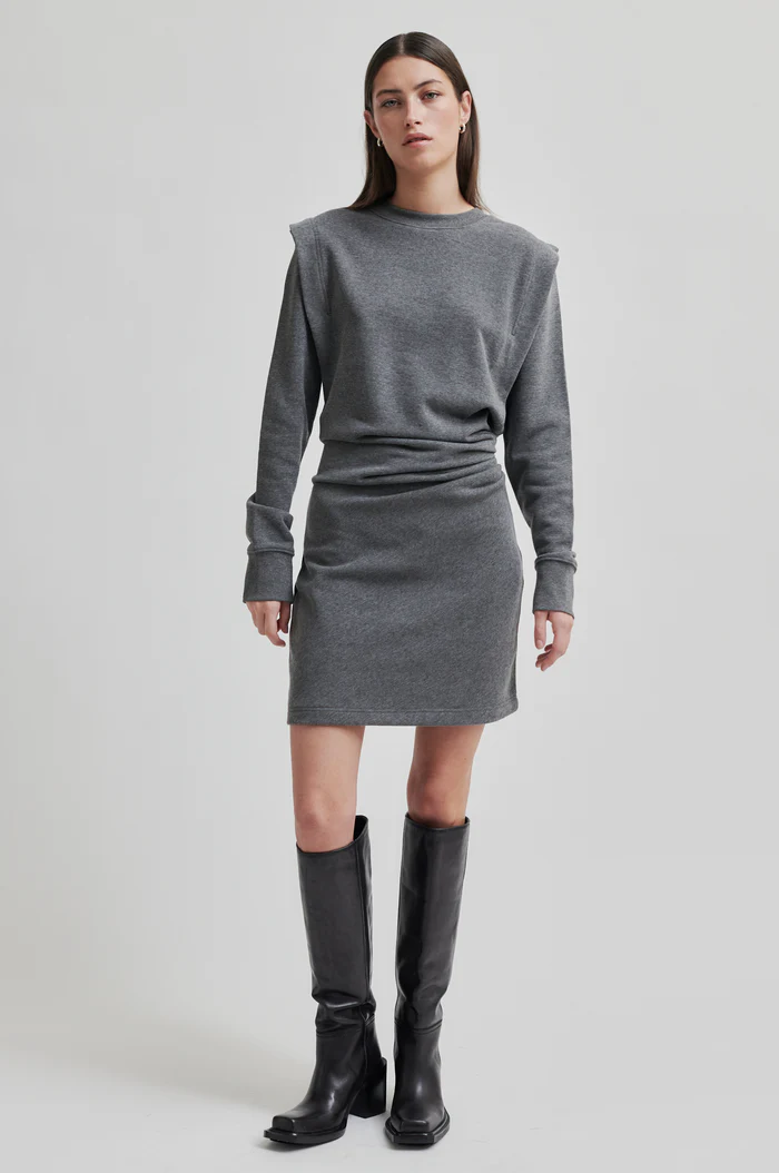 Second Female  Abadell Sweet Dress, Dark Grey Melange - 6