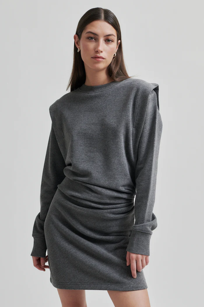 Second Female  Abadell Sweet Dress, Dark Grey Melange - 7