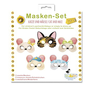 Masker (og skattejagt), Kat og mus, sæt med 5 stk.