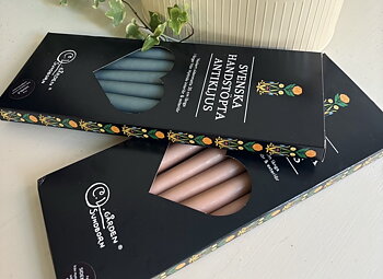 Antikljus CARL LARSSON 35cm handstöpta 6-pack DIMBLÅ