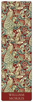 Bokmärke i papp, William Morris, Kanin, varg, påfågel