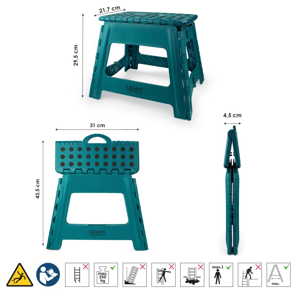 Folding stool, SOS, Petrol blue, hopfällbar pall - 3