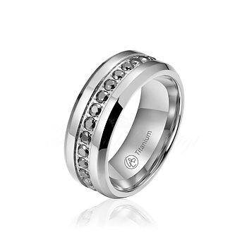 Titanring Svarta Moissanite stenar exklusiv eternityring skandinavisk design Fint och Billigt