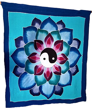 Väggbonad / Flagga, Handgjord Batik - Yin Yang
