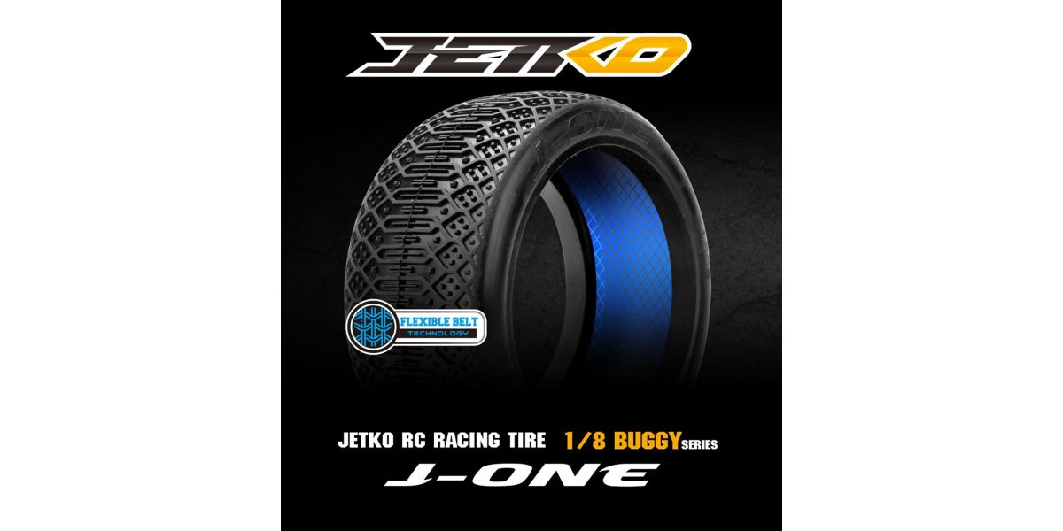 Jetko JK1009CUSRW J One Comp. Ultra Soft Belted 1:8 Buggy on White Revo Rims (2) - 2