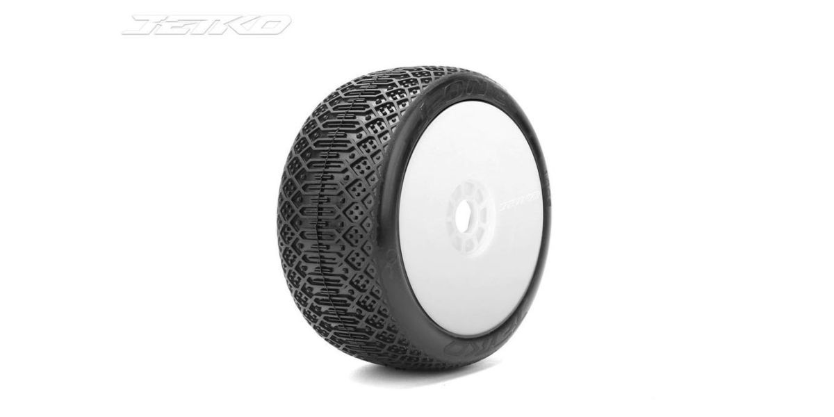 Jetko JK1009CUSRW J One Comp. Ultra Soft Belted 1:8 Buggy on White Revo Rims (2)
