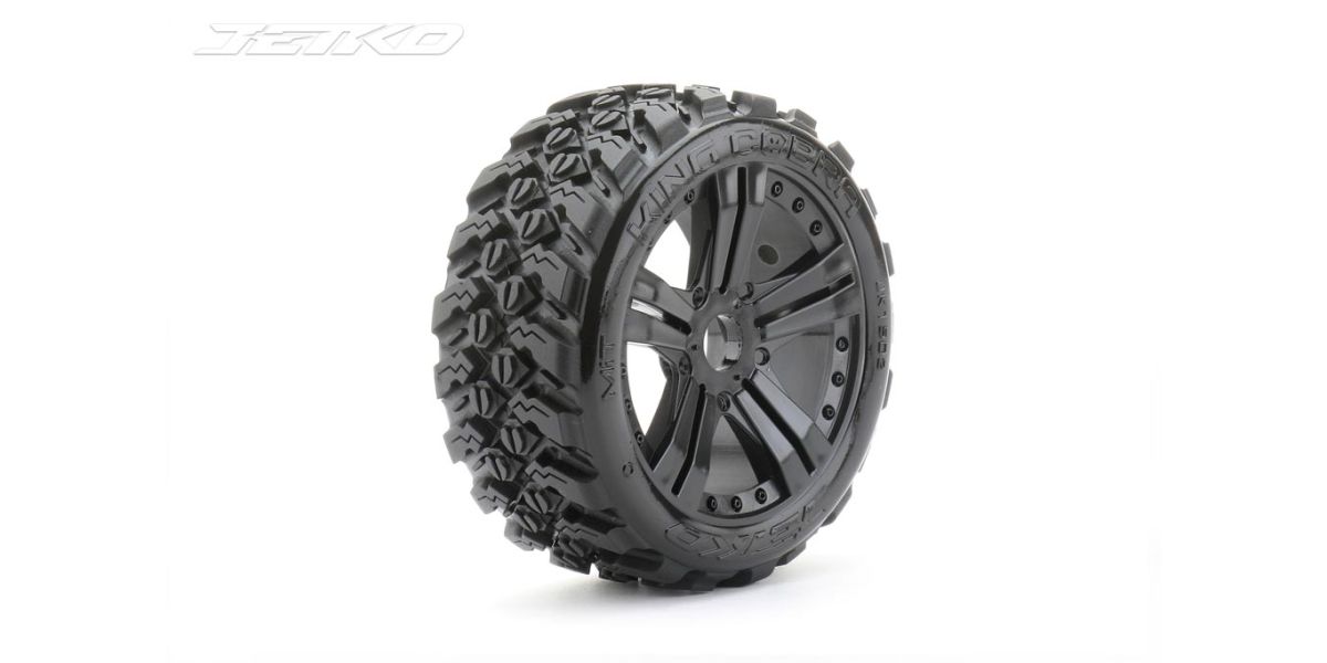 Jetko JK1502RB EX King Cobra 1:8 Buggy Belted Tyre Black Wheels 17mm Hex (2)