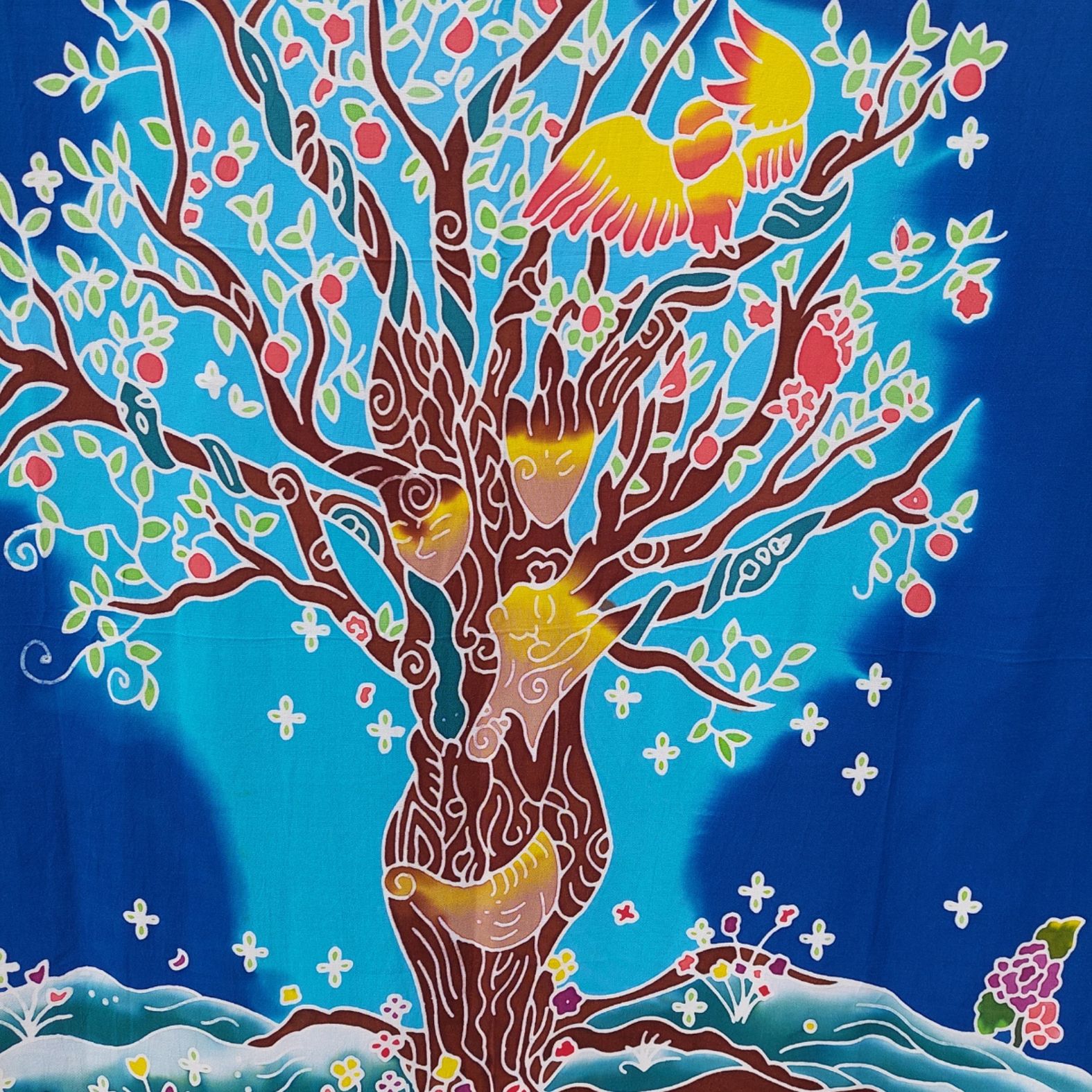Väggbonad / Flagga, Handgjord Batik - Livets Träd - 2