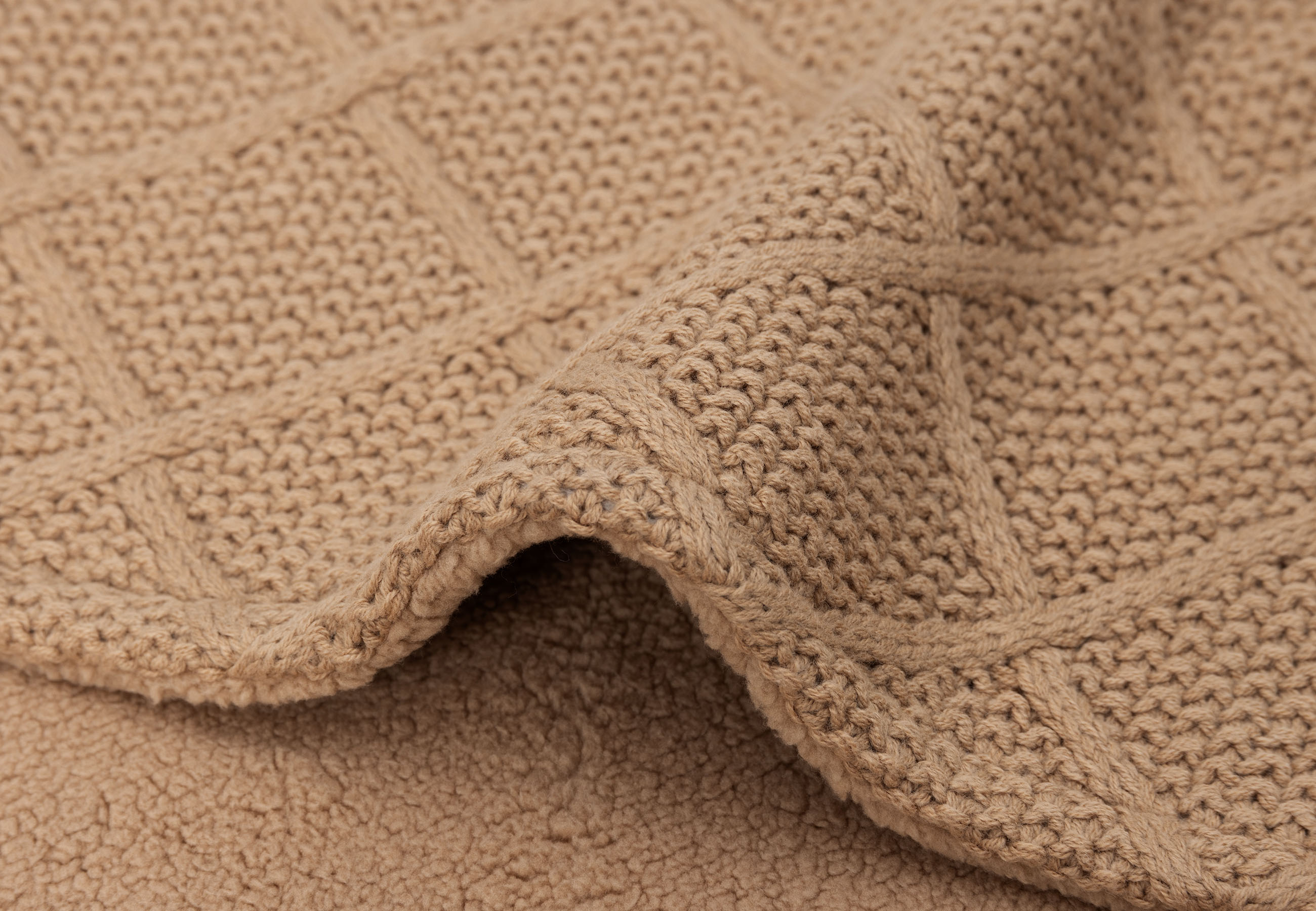 Jollein Filt 75x100cm Check Knit Biscuit/Teddy Fleece - 5
