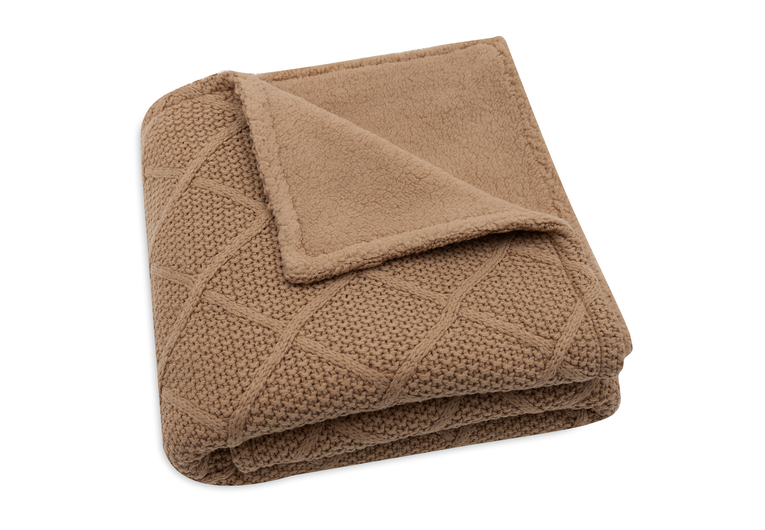 Jollein Filt 75x100cm Check Knit Biscuit/Teddy Fleece - 4