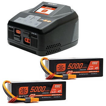 Spektrum Smart Powerstage 8S Surface Bundle: (2) G2 5000mAh 4S LiPo IC5 & S2100 