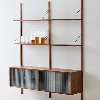 Royal System Cabinet Module with sliding doors in ribbed glass Royal-20 (several choices)