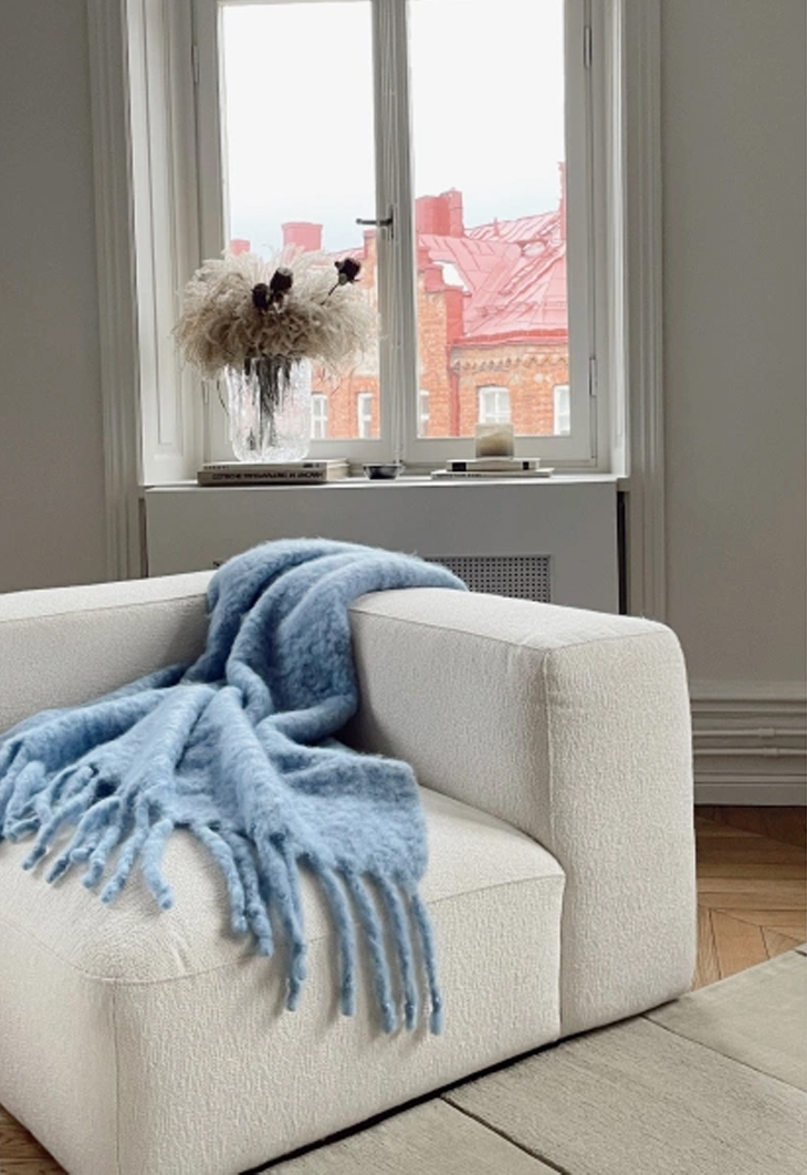 Pläd Tekla Chunky Mohair Blå 140x200cm - 3