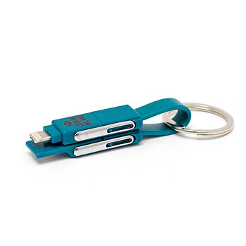 Laddningskabel, 6 i 1 nyckelring, Petrol Blue