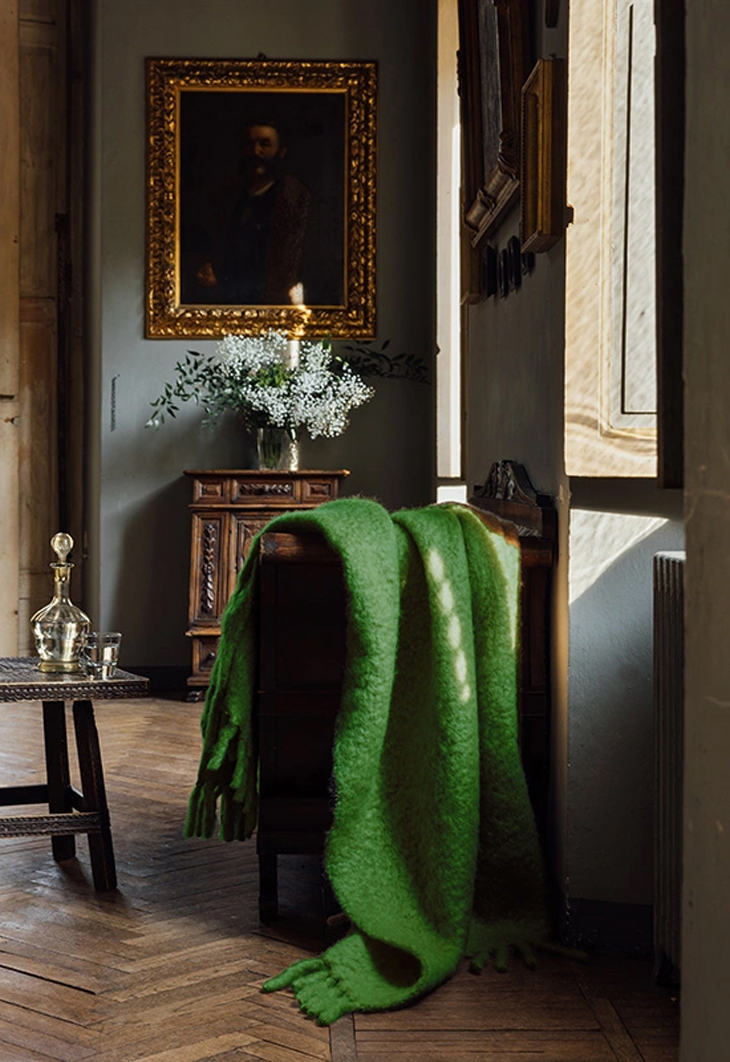 Pläd Chunky Mohair Green 140x200cm - 2