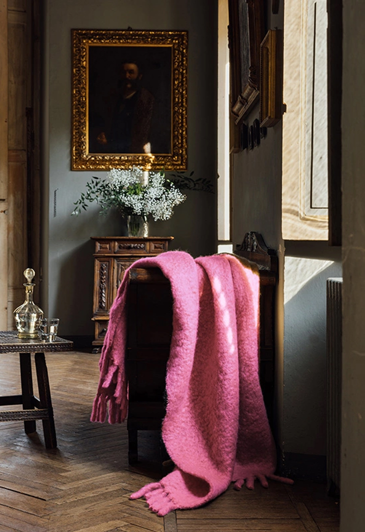 Pläd Chunky Mohair Pink 140x200cm - 2