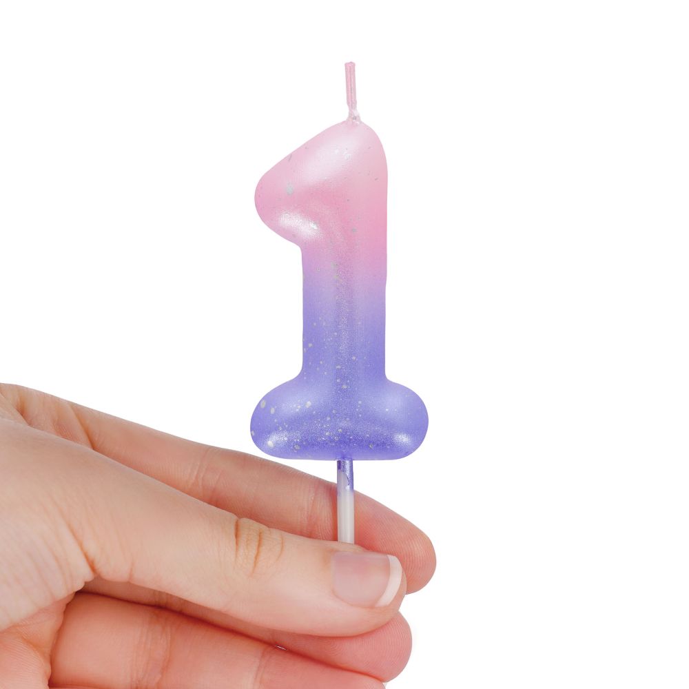 Happy birthday candle, tårtljus - rosa/lila 1 - 2