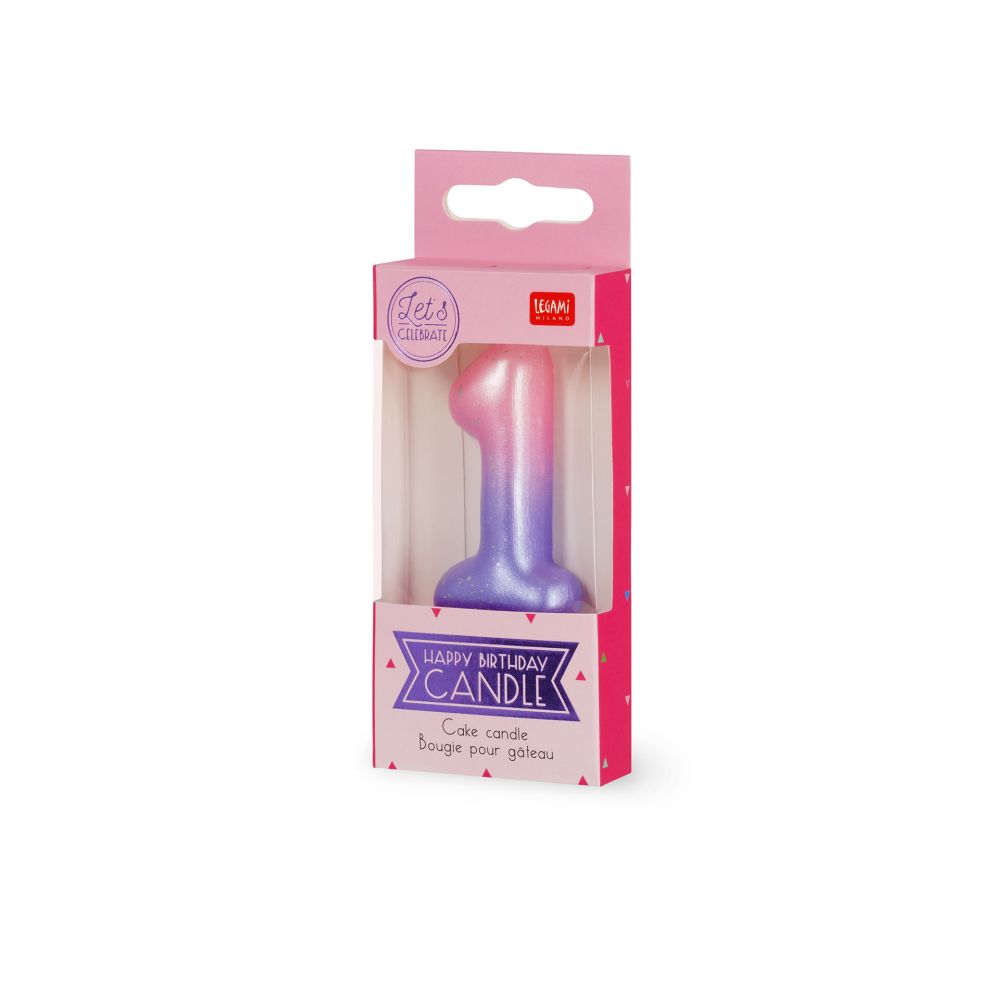 Happy birthday candle, tårtljus - rosa/lila 1 - 3