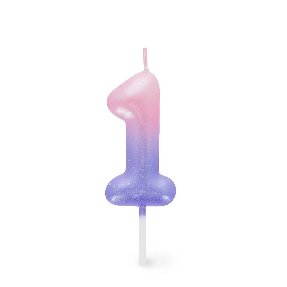Happy birthday candle, tårtljus - rosa/lila 1