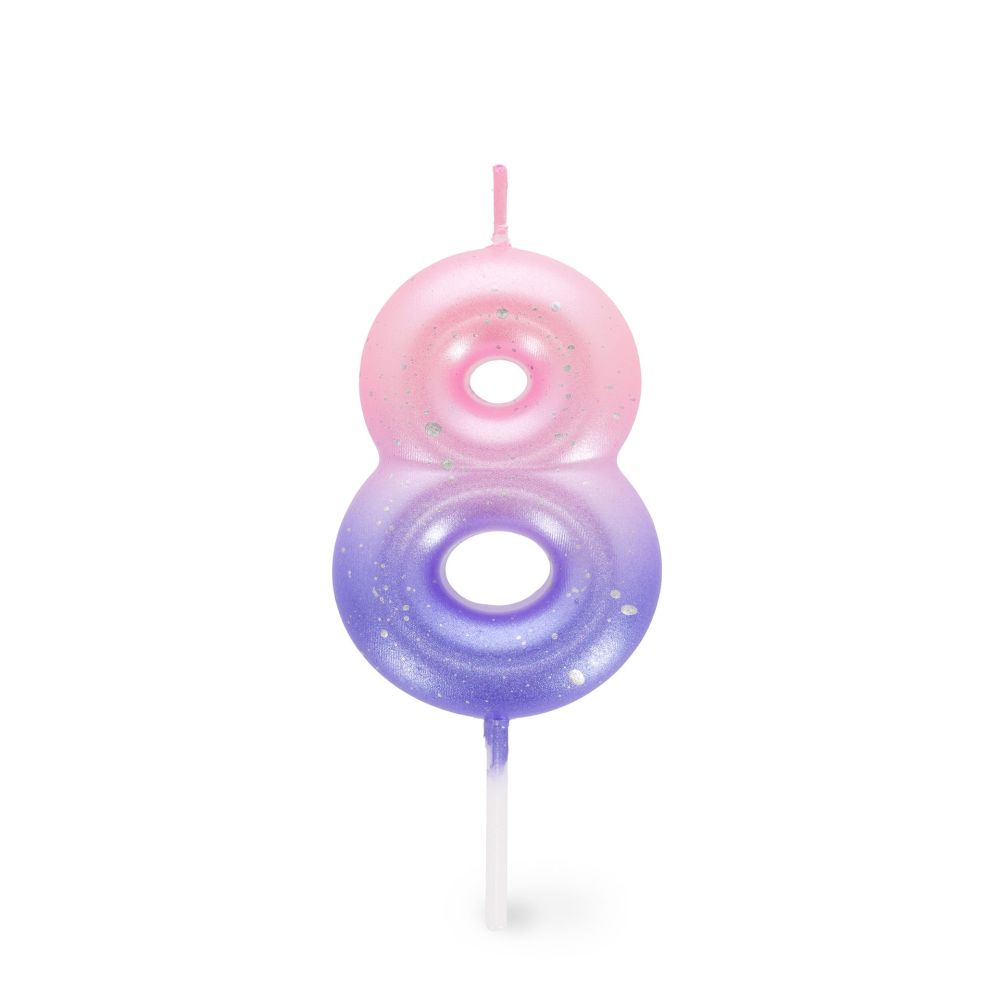 Happy birthday candle, tårtljus - rosa/lila 8 - 2
