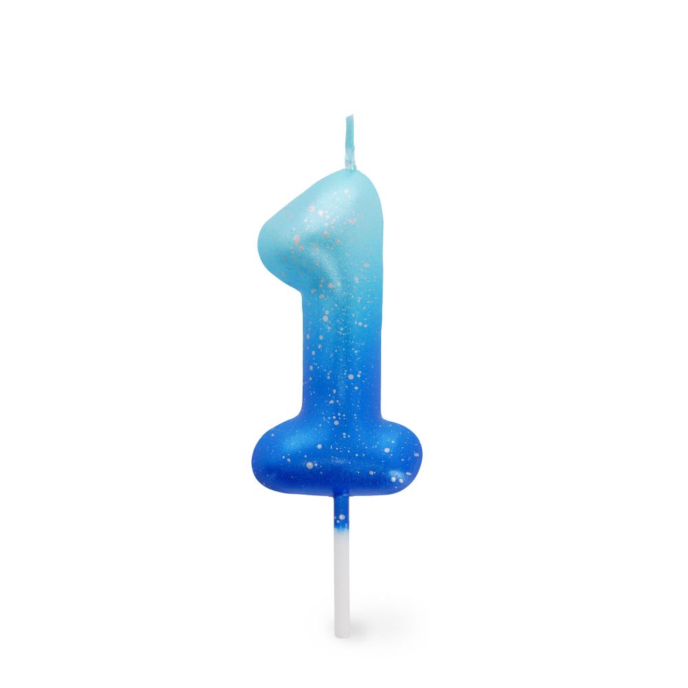 Happy birthday candle, kagelys - blå/grøn 1