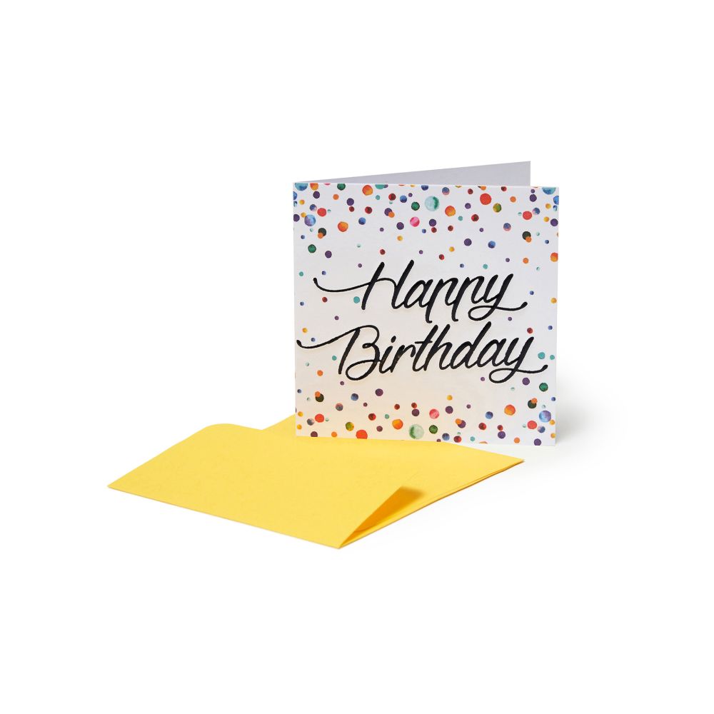 Small Greeting card, Happy Birthday, Watercolors dots (BQEB001)