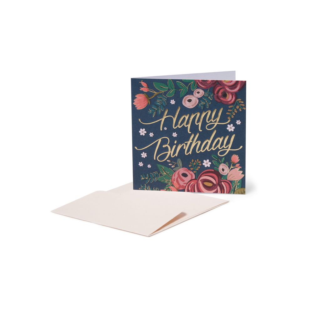 Small Greeting card, Vintage flowers, Happy Birthday (BQEB025)