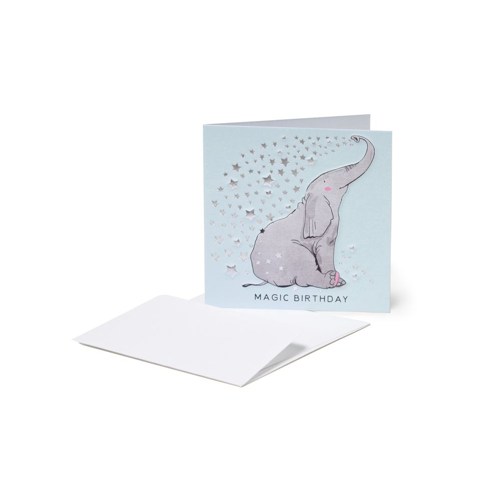 Small Greeting card, Elephant, magic birthday (BQEB028)