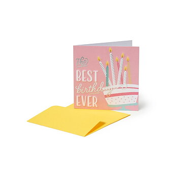 Small Greeting card, Cake, best birthday ever (BQEB032)