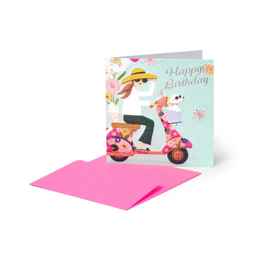 Small Greeting card, Bike girl, Happy Birthday (BQEB035)