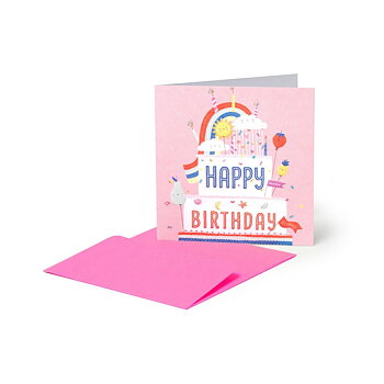 Small Greeting card, Rainbow cake, Happy Birthday (BQEB036)