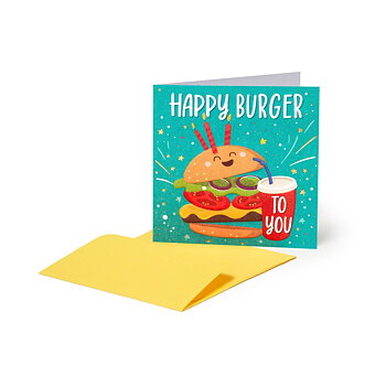 Small Greeting card, Happy Burger to you (BQEB037)