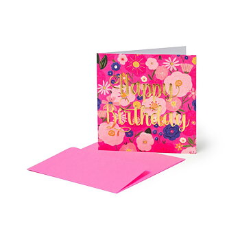Small Greeting card, Flowers, Happy Birthday (BQEB039)