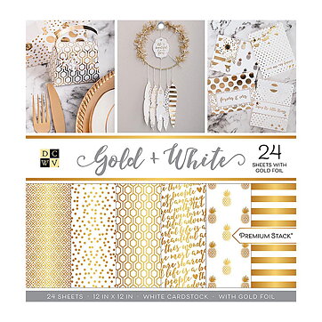 DCWV Cardstock Stack Gold + White