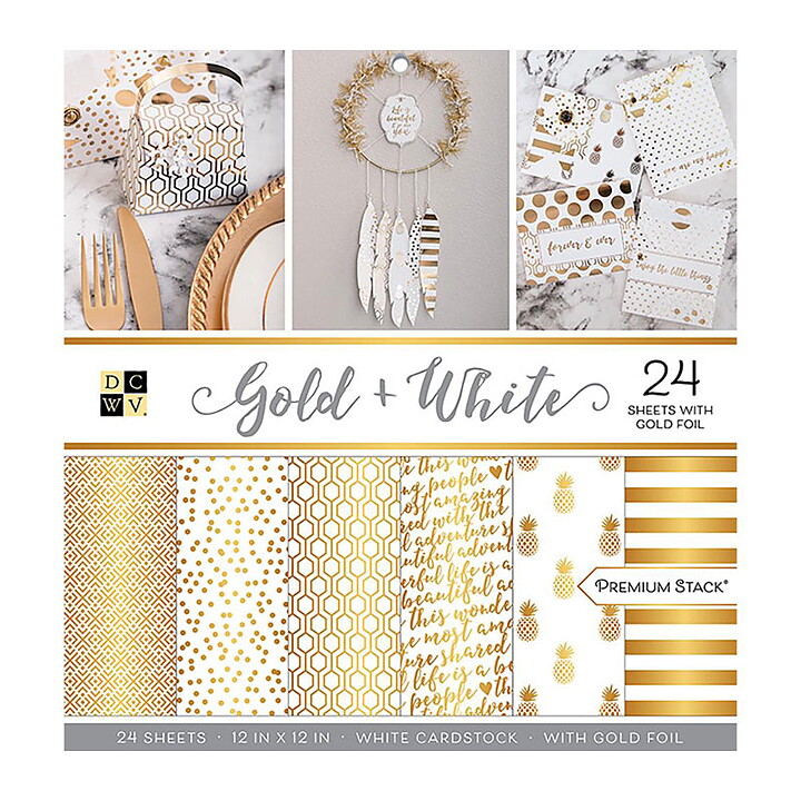 DCWV Cardstock Stack Gold + White
