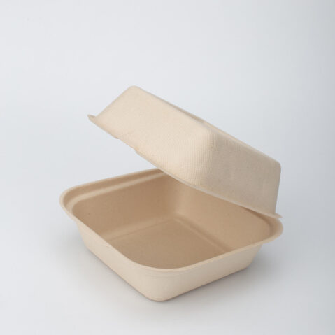 Hamburgerbox bagasse 162x152x80 200st brun