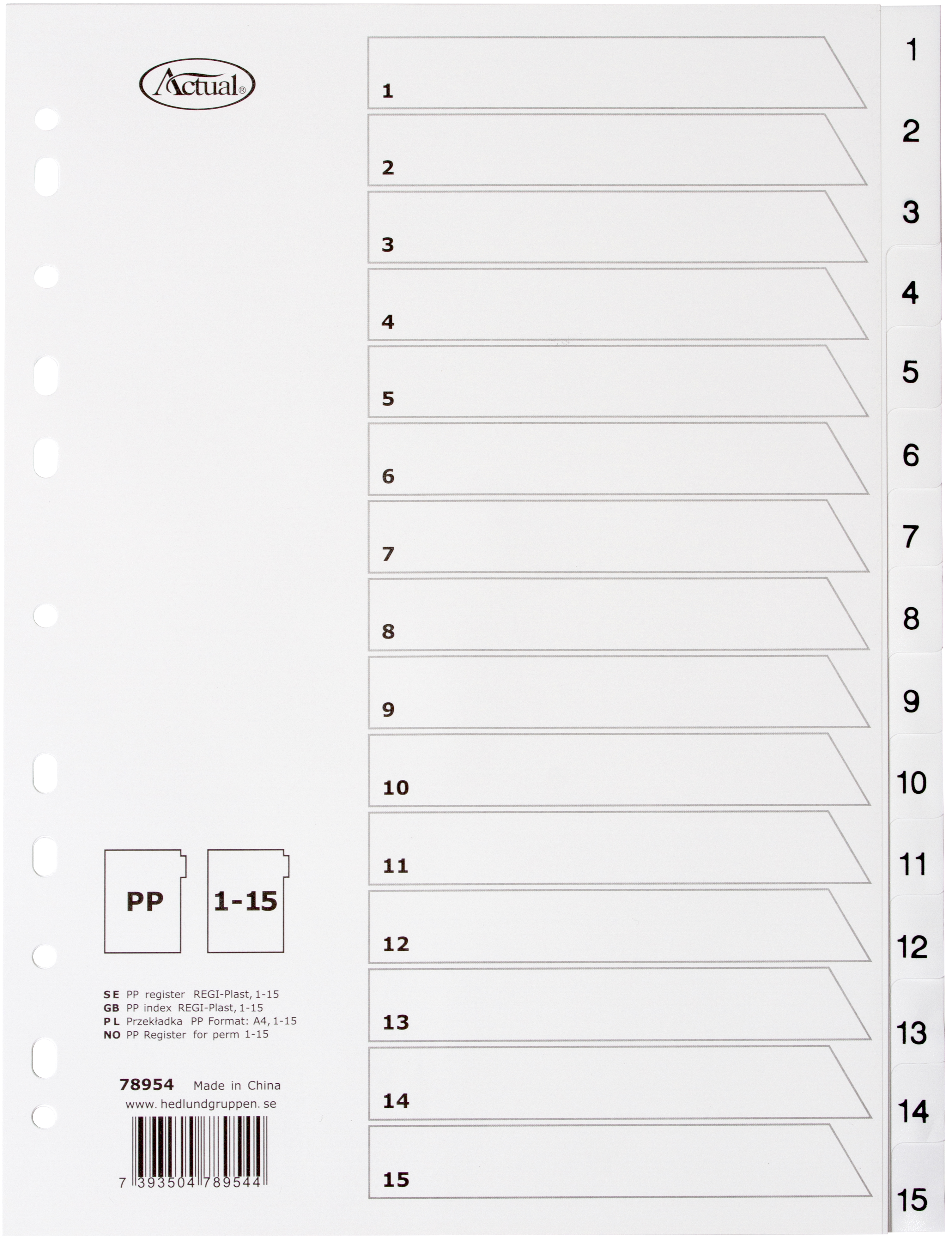 Register Regi-12 A4 flik 1-15