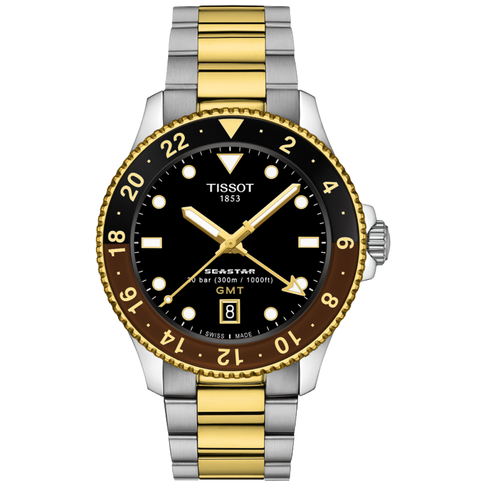 T120.852.22.051.00 Tissot Seastar 1000 GMT 40  brun