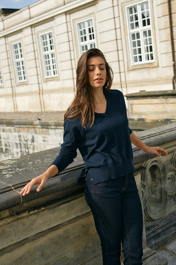 Mos Mosh - MMTani V-neck Knit Salute Navy